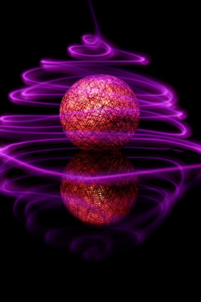 purple and black ball illustration